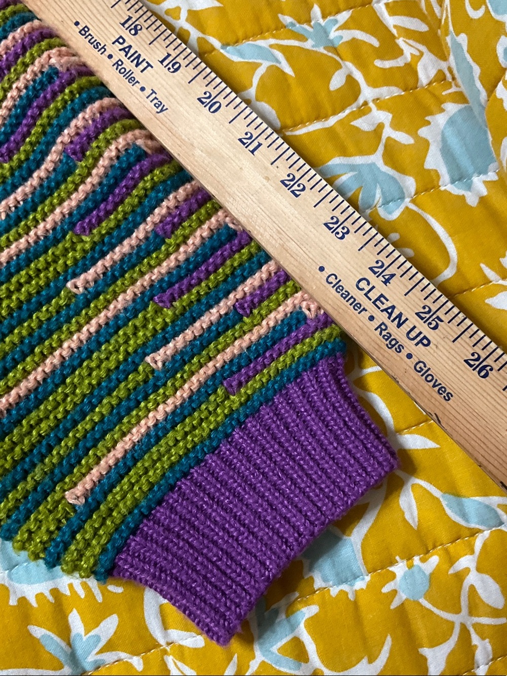 LOGO Striped V-Neck Cardigan Sweater in Purple, Green, and Pink - Picture 8 of 9